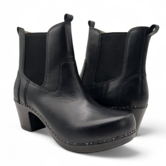 Dansko Shayna Women's Size 40 US 9.5 Black Leather Comfy Chelsea Ankle Boots - Picture 3 of 13